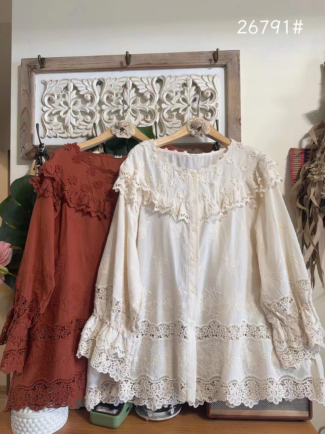 Japan Summer Clothing Women - 2026 美しい女性用ブラウス 森ガール風 コットン 3Dフラワー刺繍 オーバーサイズシャツとブラウス