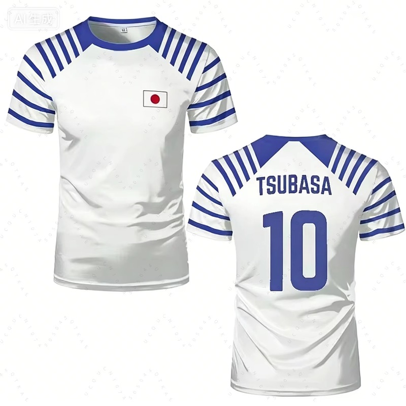 Japan Summer Clothing Women - 2026 ホットキャプテン翼アニメ男性女性 Tシャツ日本国旗プリント夏半袖カジュアル Tシャツスポーツキッズサイクリング Tシャツ