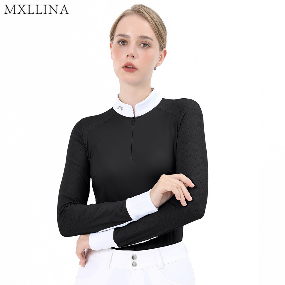 Summer Equestrian Clothing - MXLLINA 日焼け止め乗馬用長袖レディースドレスシャツ速乾性通気性乗馬服春/夏