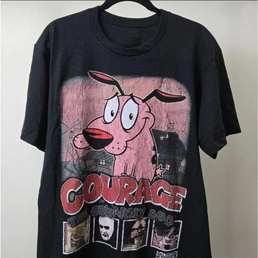 Summer Clothing For Women - 夏ヴィンテージ勇気卑怯な犬漫画プリント半袖 Tシャツレトログラフィック Tシャツ 90 年代ノスタルジアストリートウェア服