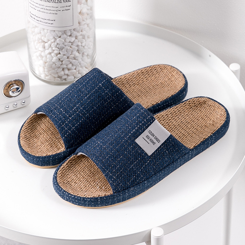 Summer Cloth - メンズ通気性リネンスリッパ、四季対応室内静音、滑り止め寝室用フロアシューズ、ソフトスリッパ、ホーム滑り止めスリッパ