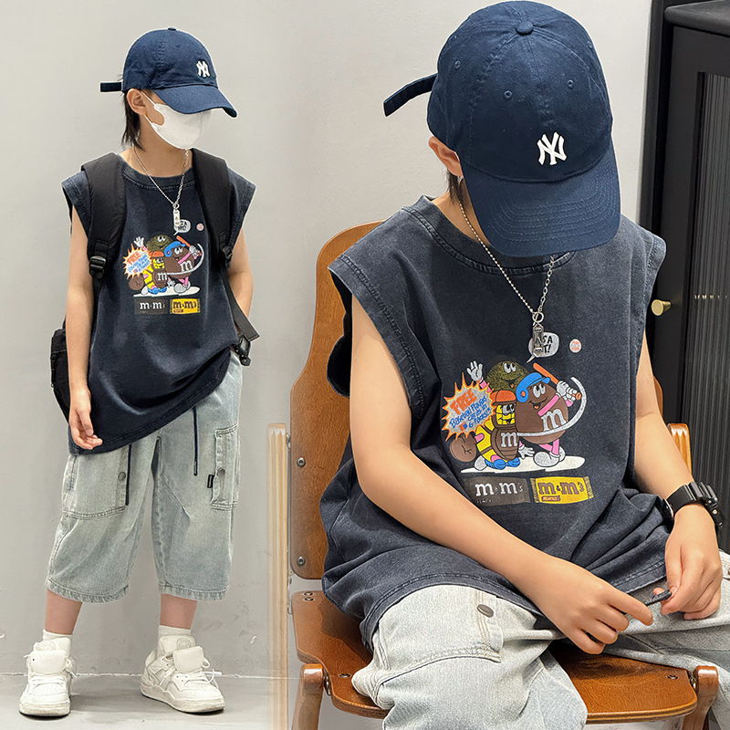 Summer Clothing Drawing - Baoduo 子供服子供夏服男の子プリントベスト夏薄い 2025 新しいトップノースリーブ