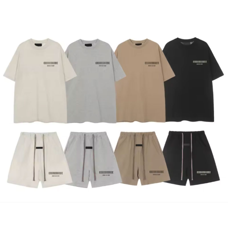 Summer Cloth - ダブルライン文字プリント入りTシャツとショートパンツのセット、シリーズ26SS、クラシックブランド、ユニセックス、アーバンファッション