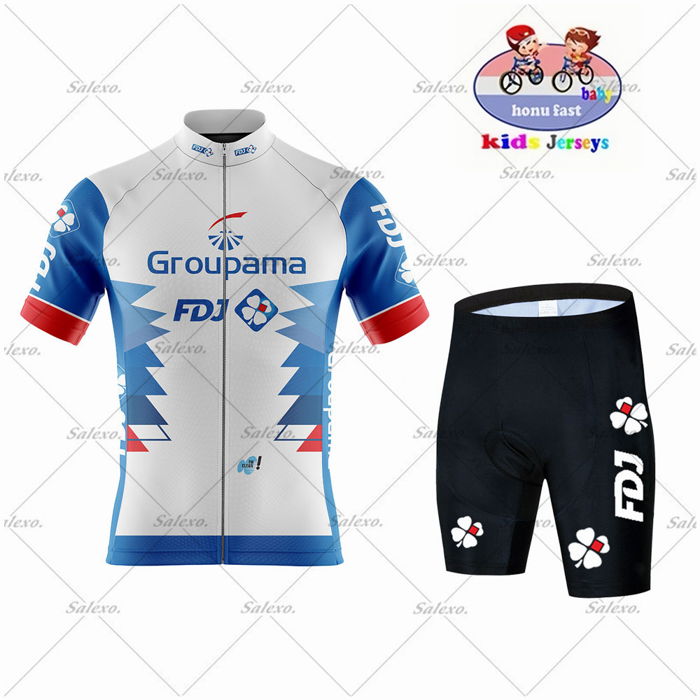 Summer Clothing Kids Sale - 子供の FDJ サイクリングジャージセット少年少女夏半袖自転車マウンテン服マイヨ Ropa Ciclismo 子供の制服
