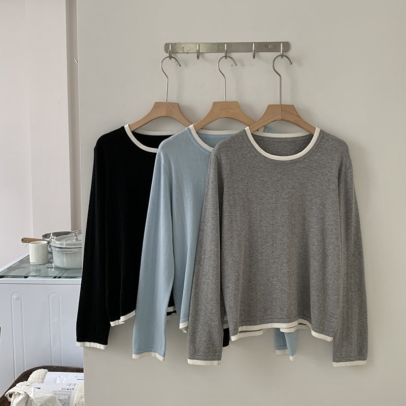 Summer Clothing For Women - 100%コットン製 レディース Oネック カラーブロック 長袖シャツ プラスサイズ