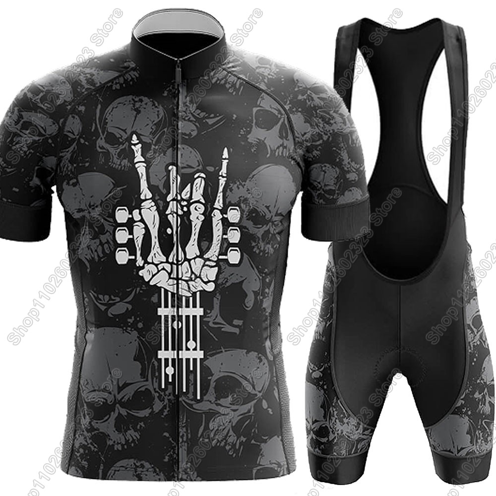 Summer Clothing Men 2025 - ロックンロールサイクリングジャージ 2025 セット夏の自転車服ロードバイクシャツスーツ自転車ビブショーツ MTB Ropa マイヨ