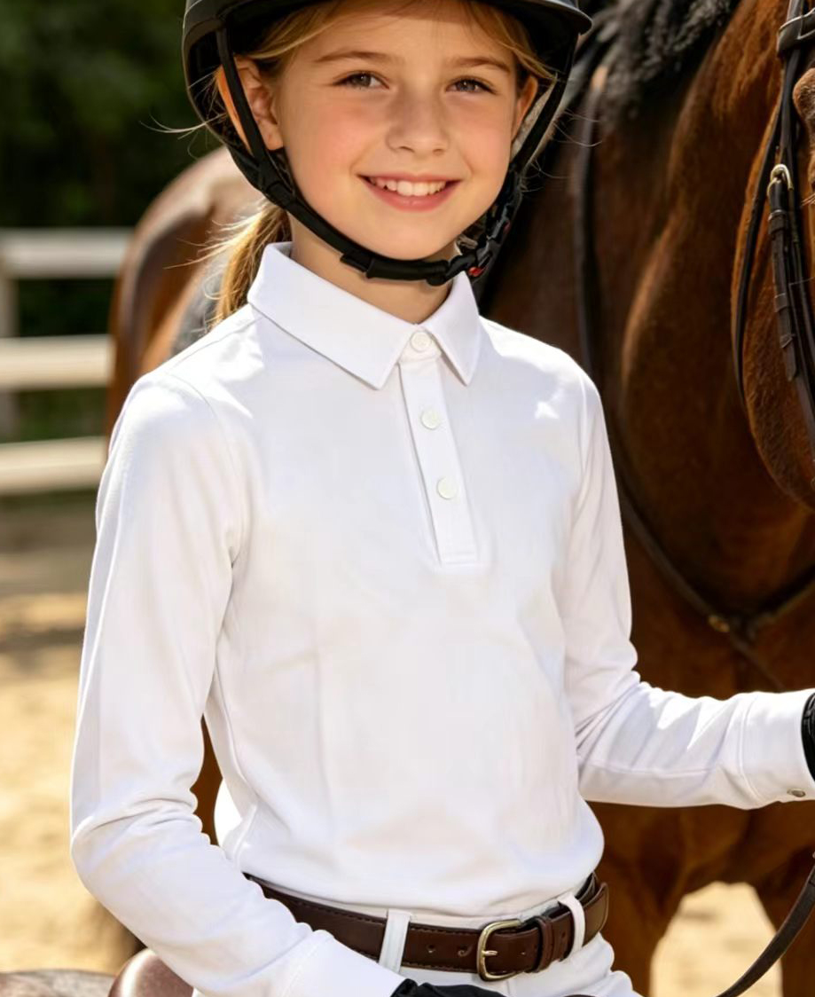 Summer Equestrian Clothing - 春夏用子供用長袖乗馬Tシャツ;子供用乗馬服;春と秋の夏用伸縮性のある服