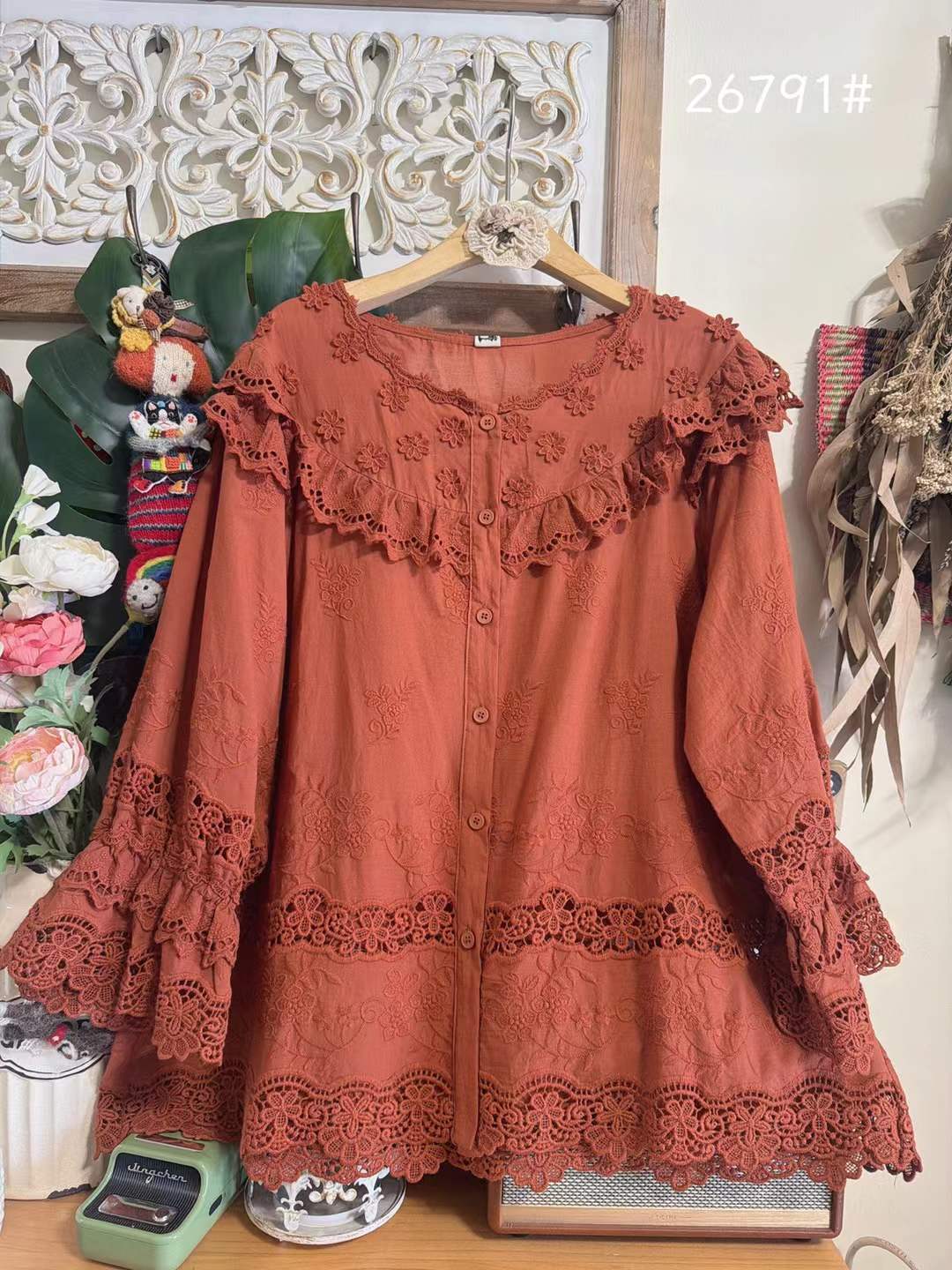 2026 美しい女性用ブラウス 森ガール風 コットン 3Dフ - Japan Summer Clothing Women のレビューと価格