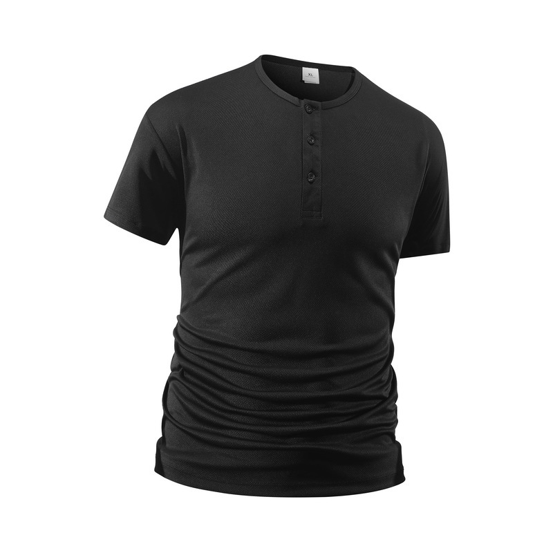 夏用メンズ無地フィットネスカジュアルメッシュヘンリーネックシ - Summer Clothing For Young Men のレビューと価格