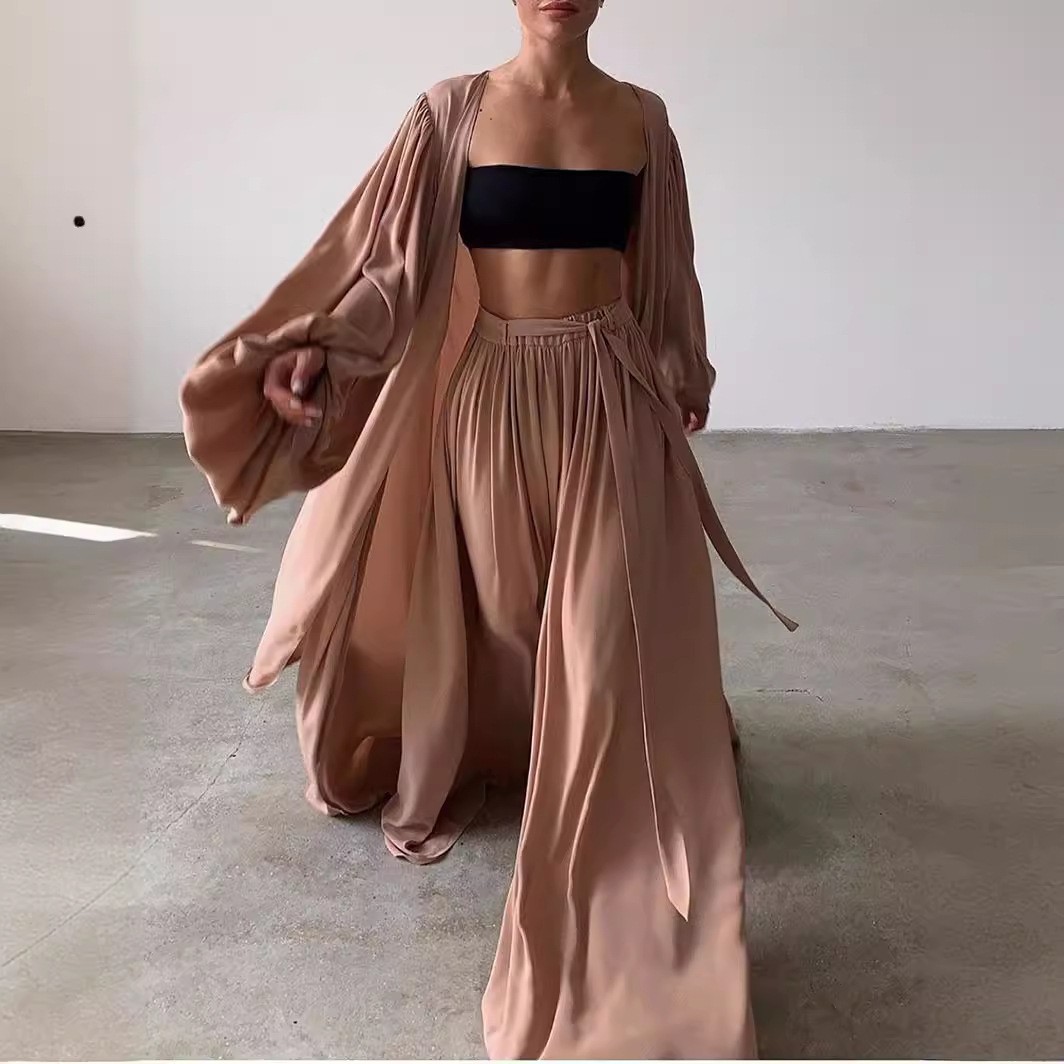 夏春の女性服ツーピースセット長袖ランタンスリーブ無地衣装女性 - Summer Clothing For Women のレビューと価格