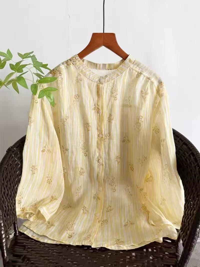 女性のオリジナル高級ブランド服 100% ラミーリネンシャツ - Japan Summer Clothing Women のレビューと価格