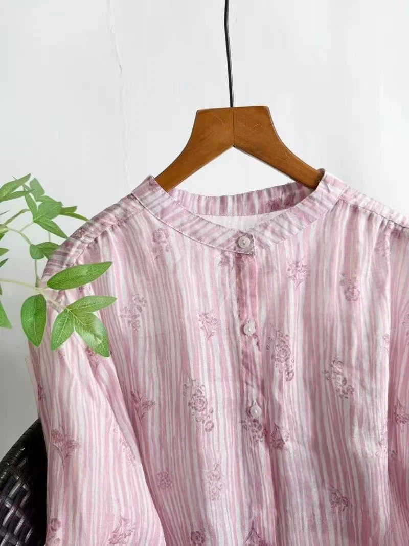 女性のオリジナル高級ブランド服 100% ラミーリネンシャツ - Japan Summer Clothing Women のレビューと価格