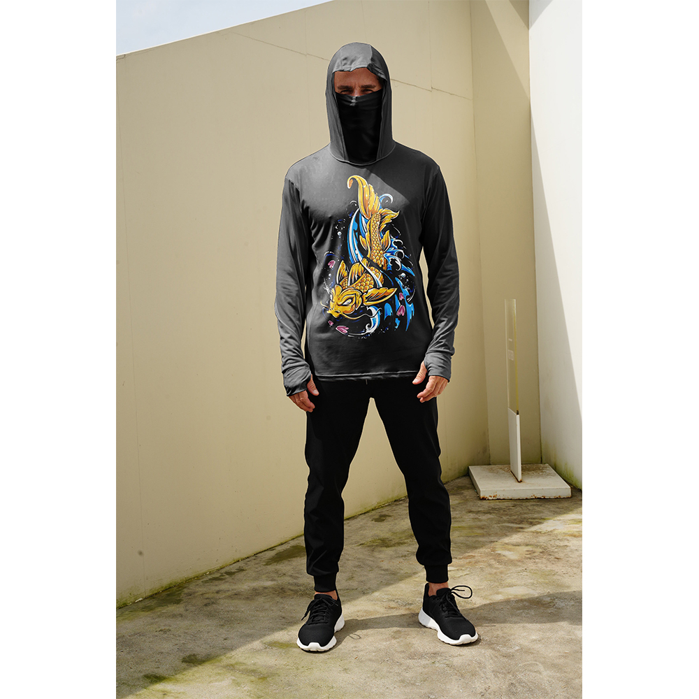 釣り用シャツ メンズ 日焼け防止 フード付きマスク 一体型  - Summer Clothing For Young Men のレビューと価格