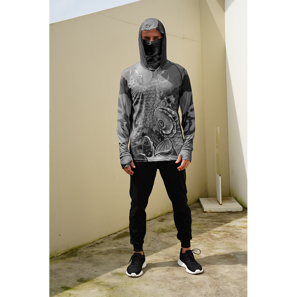 釣り用シャツ メンズ 日焼け防止 フード付きマスク 一体型  - Summer Clothing For Young Men のレビューと価格