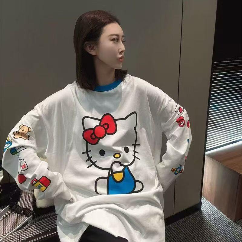 長袖ハローキティ夏の新スタイル漫画かわいいプリント Tシャツ - Summer Clothing For Women のレビューと価格