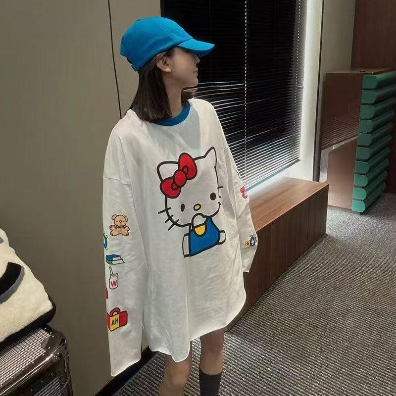 長袖ハローキティ夏の新スタイル漫画かわいいプリント Tシャツ - Summer Clothing For Women のレビューと価格