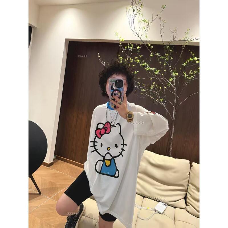 長袖ハローキティ夏の新スタイル漫画かわいいプリント Tシャツ - Summer Clothing For Women のレビューと価格