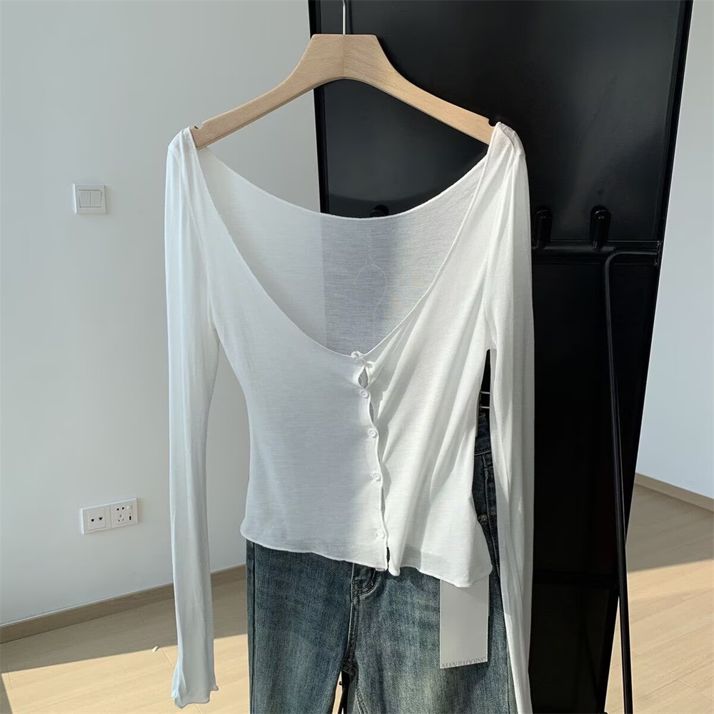 白い服2026夏カーディガンアイスシルク薄手ウエストスリム女 - Summer Clothing Yarn のレビューと価格
