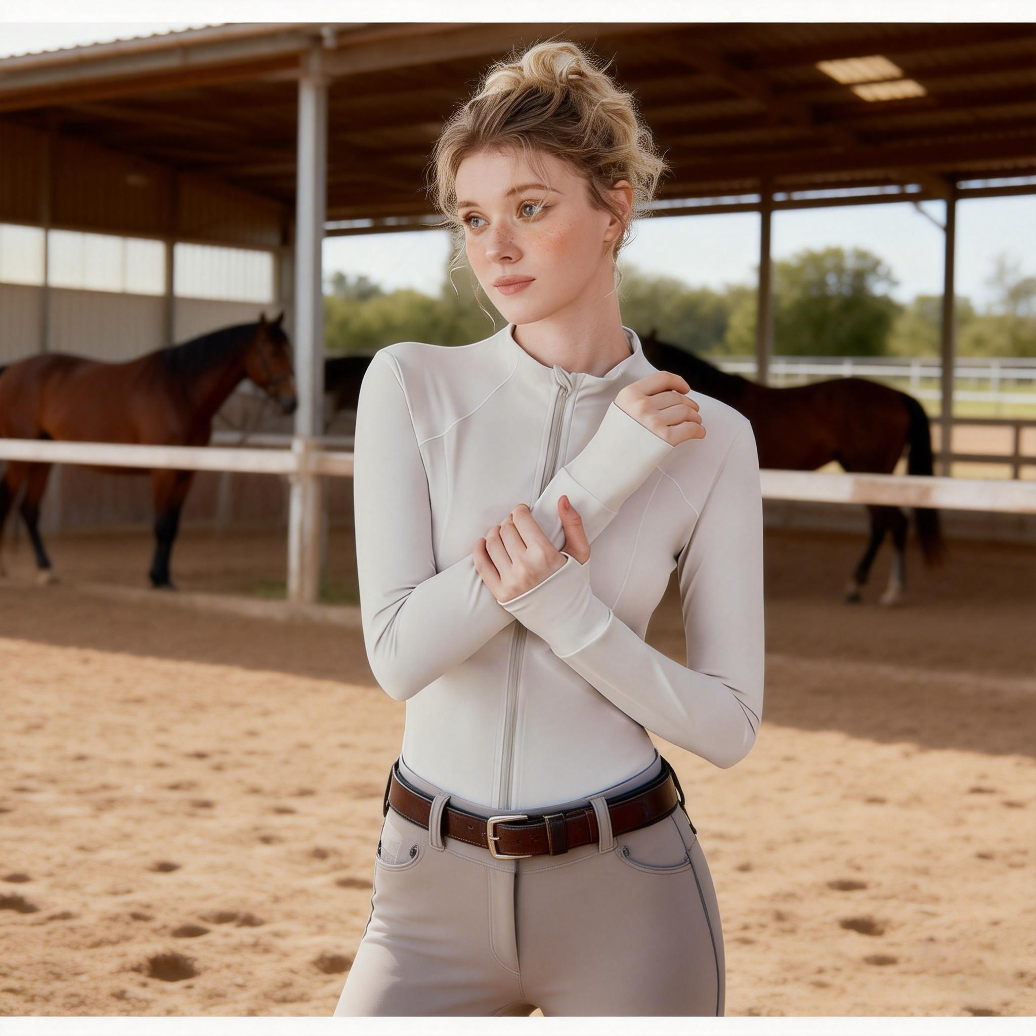 乗馬用トップス レディース 長袖 夏用 薄手 乗馬服 高弾性 - Summer Equestrian Clothing のレビューと価格