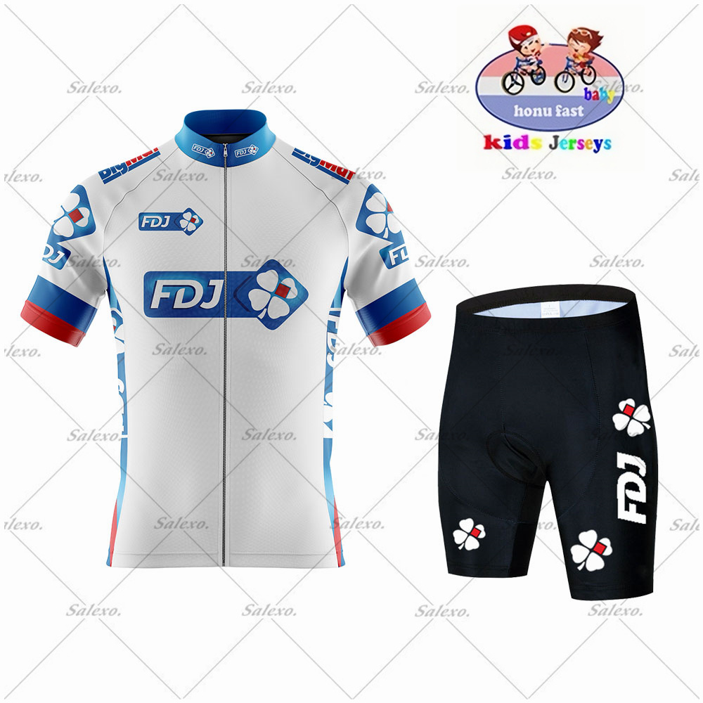 子供の FDJ サイクリングジャージセット少年少女夏半袖自転 - Summer Clothing Kids Sale のレビューと価格