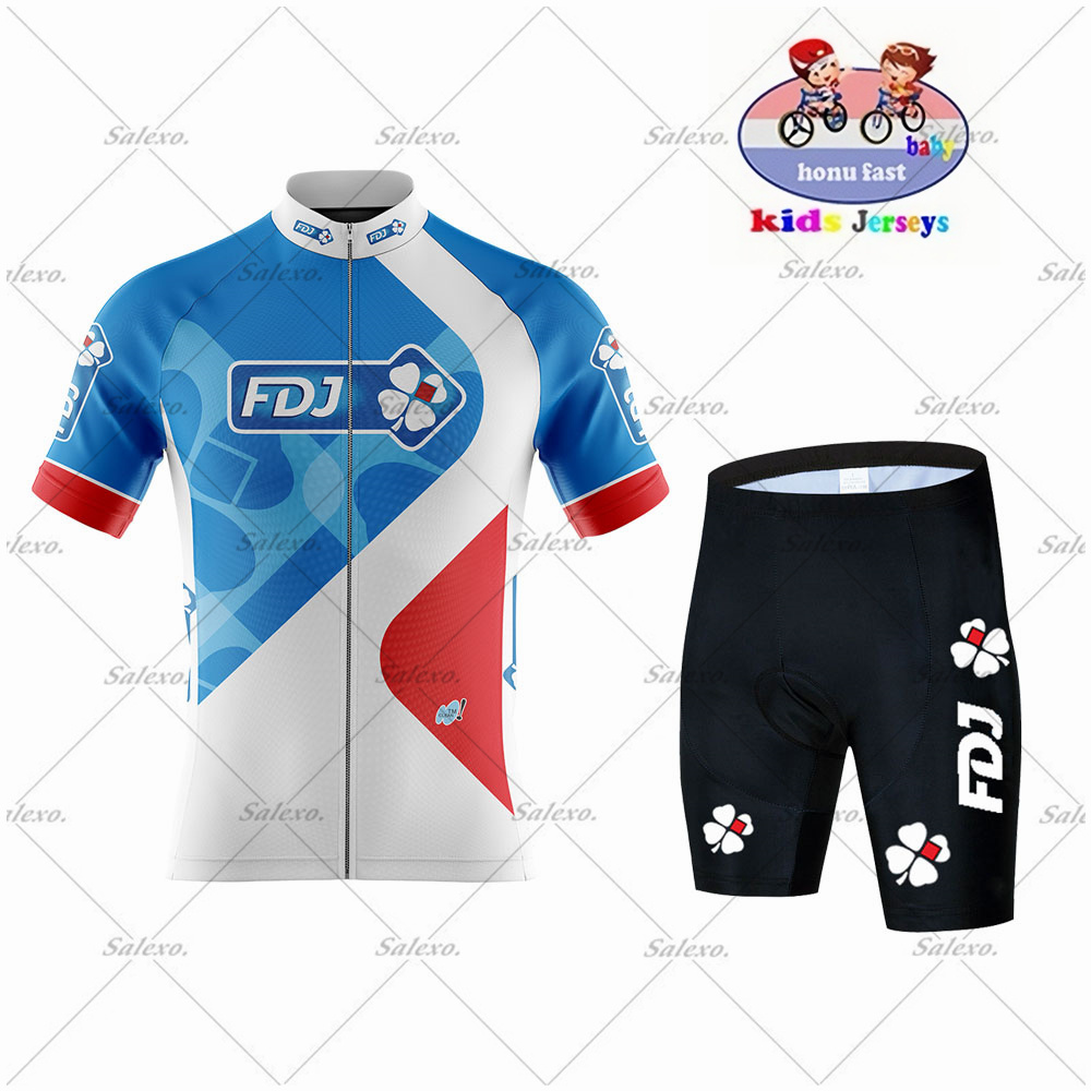 子供の FDJ サイクリングジャージセット少年少女夏半袖自転 - Summer Clothing Kids Sale のレビューと価格