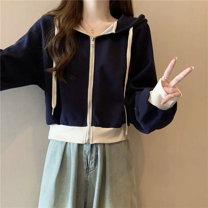 フェム春秋韓国ファッションジッパー無地パーカー女性服シンプル - Summer Clothing Drawing のレビューと価格