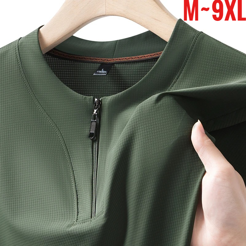 ビッグサイズ 9XL メンズ アイスシルク ヘンリーシャツ  - Summer Clothing For Young Men のレビューと価格