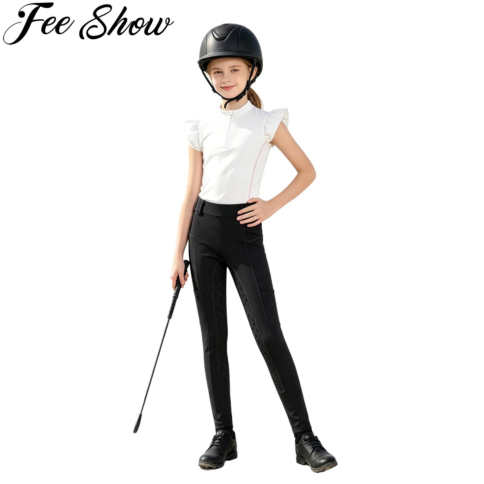 キッズガールズ乗馬スポーツウェア、馬術用衣料、フリル袖シャツ - Summer Equestrian Clothing のレビューと価格