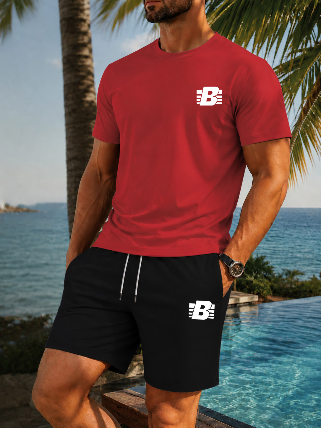 メンズ 2 ピース トラックスーツ カジュアル スポーツウェ - Summer Clothing For Young Men のレビューと価格