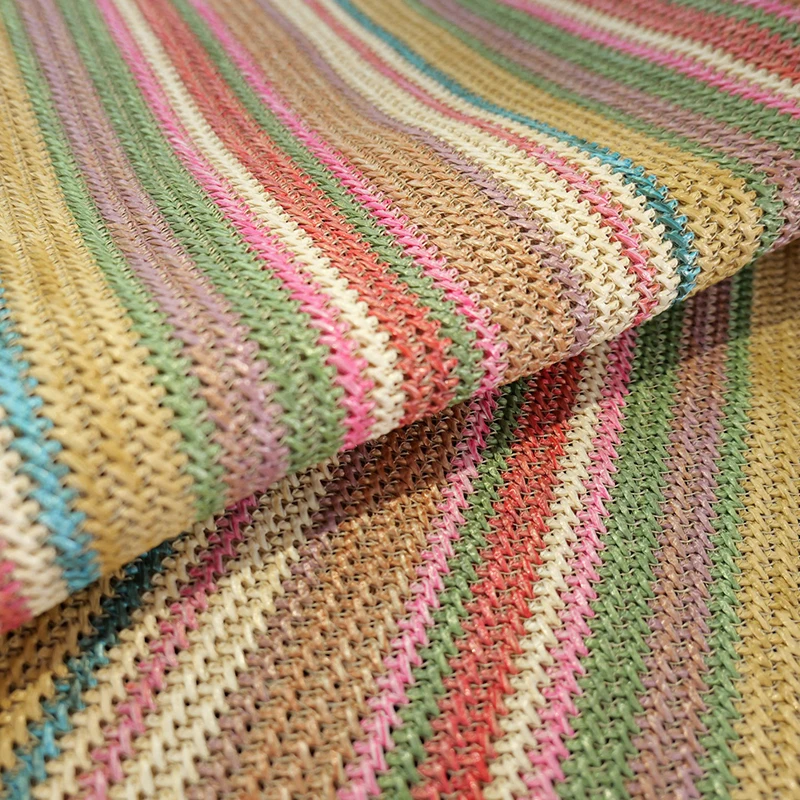 1ヤード カラフルストリップ PPストロー織物 通気性のある - Summer Cloth のレビューと価格