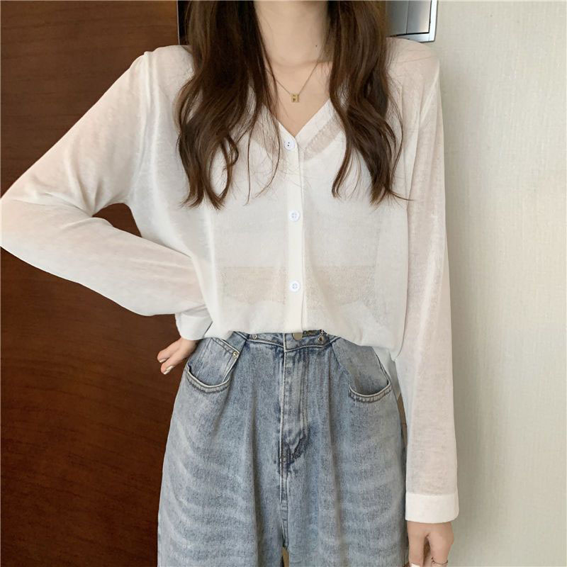 キャンディーカラーの薄いニットカーディガン女性 2025 夏 - Summer Clothing Yarn のレビューと価格