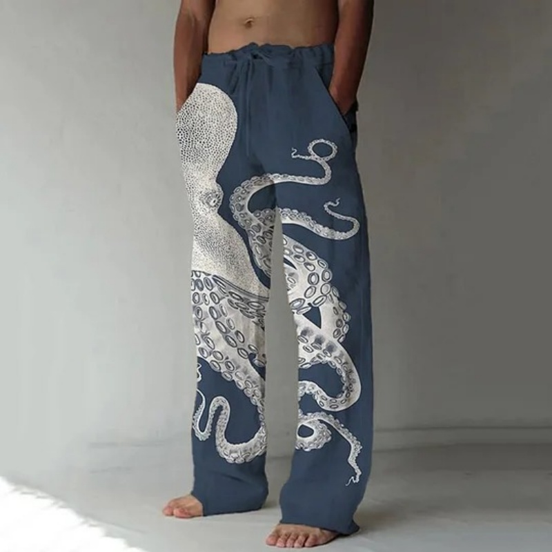 日本アートタコグラフィックプリントカジュアルパンツヴィンテー - Summer Clothing Men 2025 のレビューと価格
