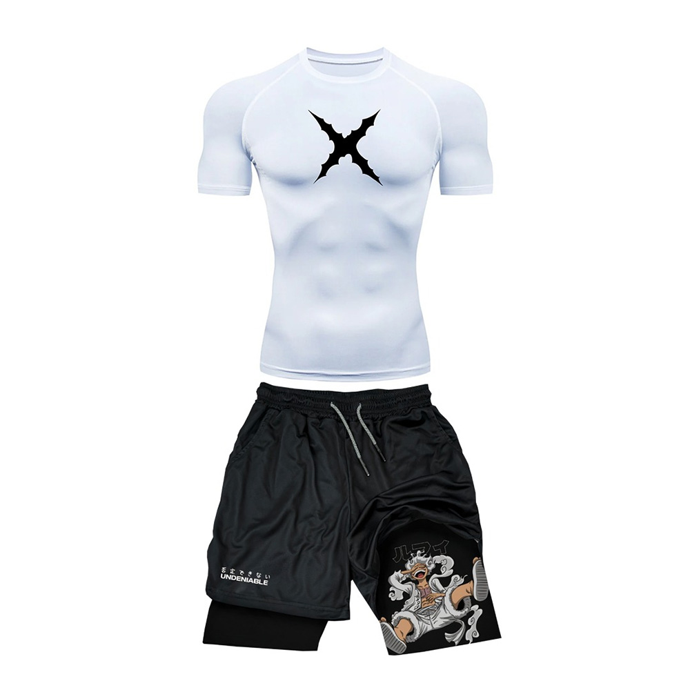 夏新ワンピースルフィタイト半袖ショーツ男性と女性のジム特大通 - Summer Clothing For Young Men のレビューと価格