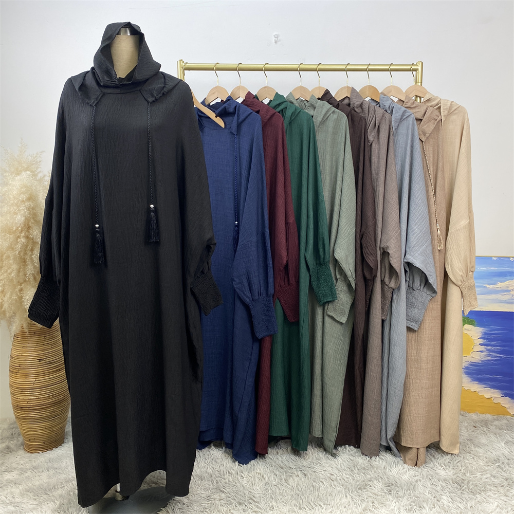 女性 12 色アバヤイスラム教徒ラマダン祈りの服フード付き  - Summer Clothing Colors のレビューと価格