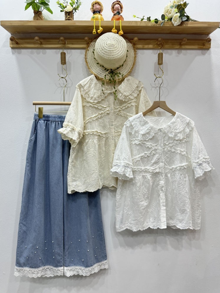 半袖レースTシャツ,刺keiブラウス,ソフトカラー,ヴィンテ - Japan Summer Clothing Women のレビューと価格